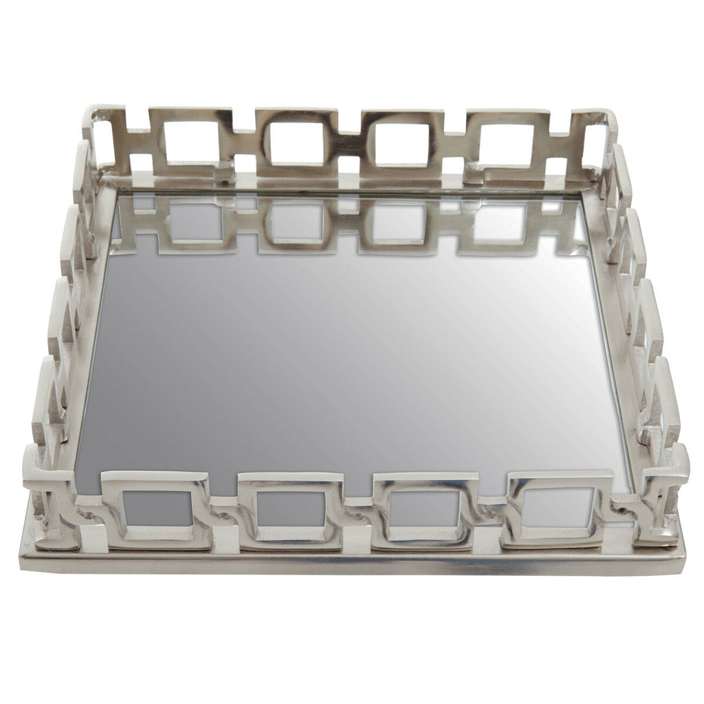 Square Nickel Finish Mirror Tray | Rhoda