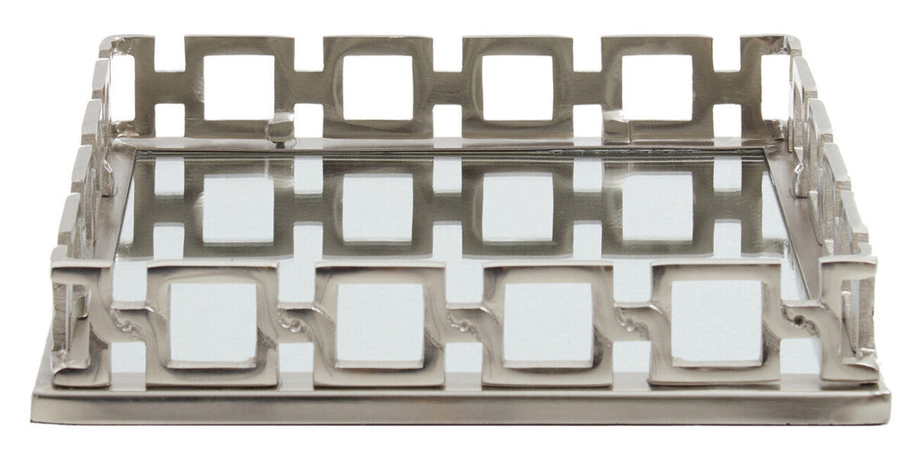 Square Nickel Finish Mirror Tray | Rhoda