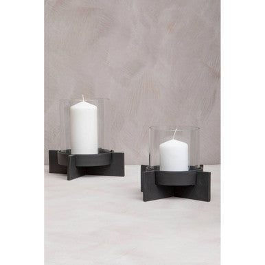 Small Matt Black Finish Candle Holder | Hapax