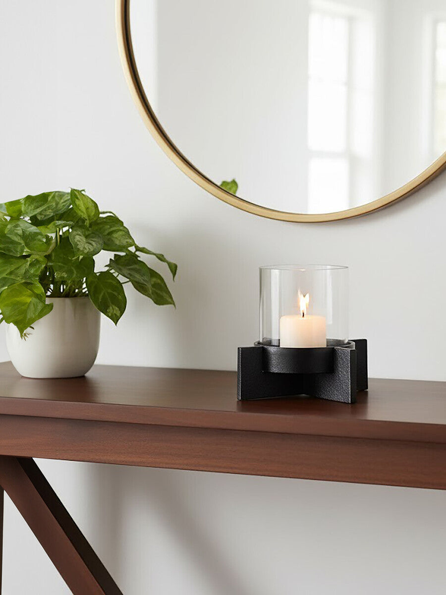 Small Matt Black Finish Candle Holder | Hapax