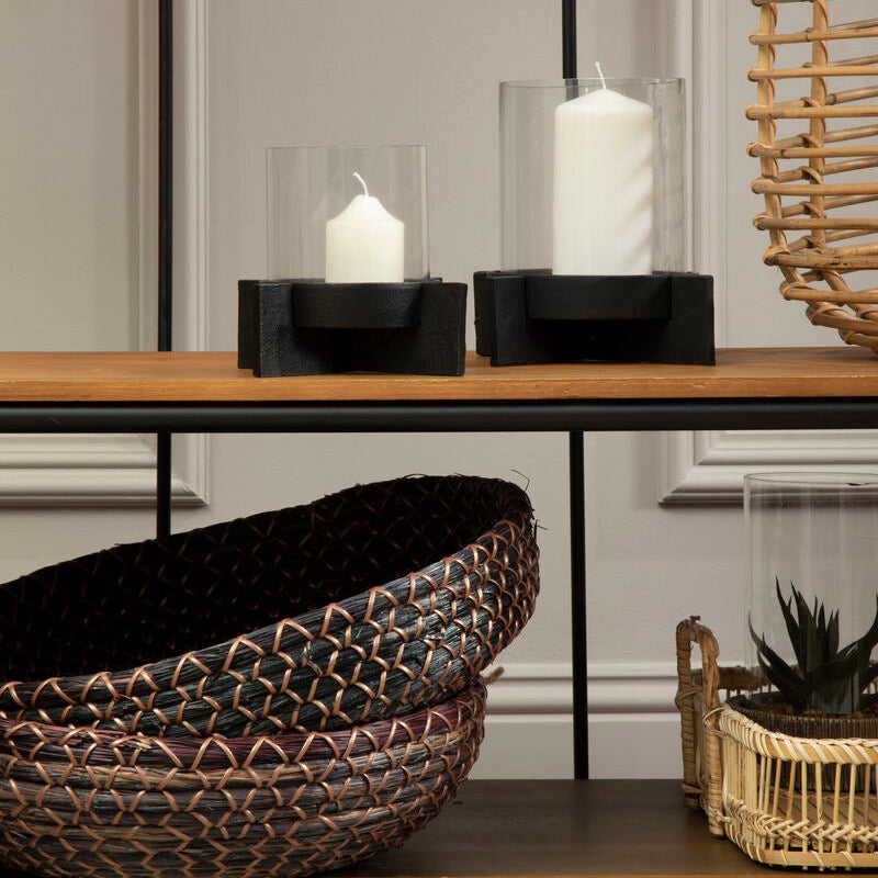 Large Matt Black Finish Candle Holder | Hapax