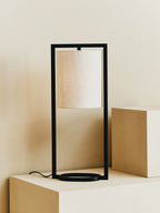 Black Metal Table Lamp with Grey Shade | Lara