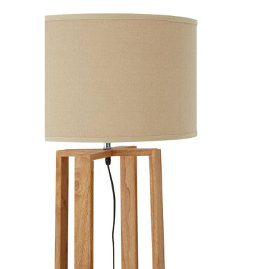 Wooden Floor Lamp with Light Brown Shade | Lea