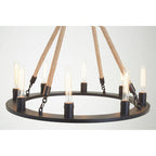 8 Bulb Rope and Metal Hoop Chandelier | Hampstead