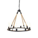 8 Bulb Rope and Metal Hoop Chandelier | Hampstead