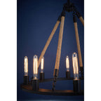 8 Bulb Rope and Metal Hoop Chandelier | Hampstead