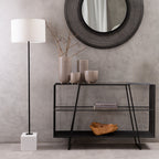 Natural Linen Shade with White Marble Base Floor Lamp | Murdoch