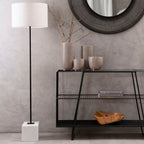 Natural Linen Shade with White Marble Base Floor Lamp | Murdoch