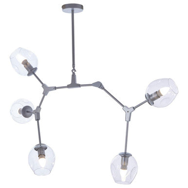 Silver Finish Adjustable 5 Arm Statement Pendant Light | Abira