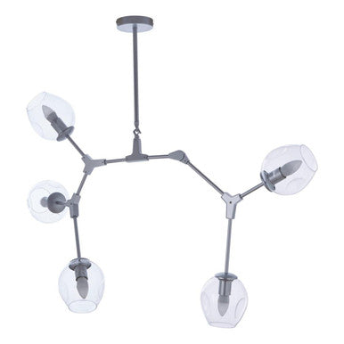 Silver Finish Adjustable 5 Arm Statement Pendant Light | Abira