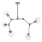 Silver Finish Adjustable 5 Arm Statement Pendant Light | Abira
