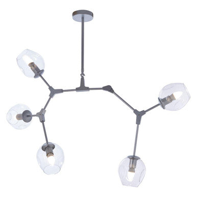Silver Finish Adjustable 5 Arm Statement Pendant Light | Abira
