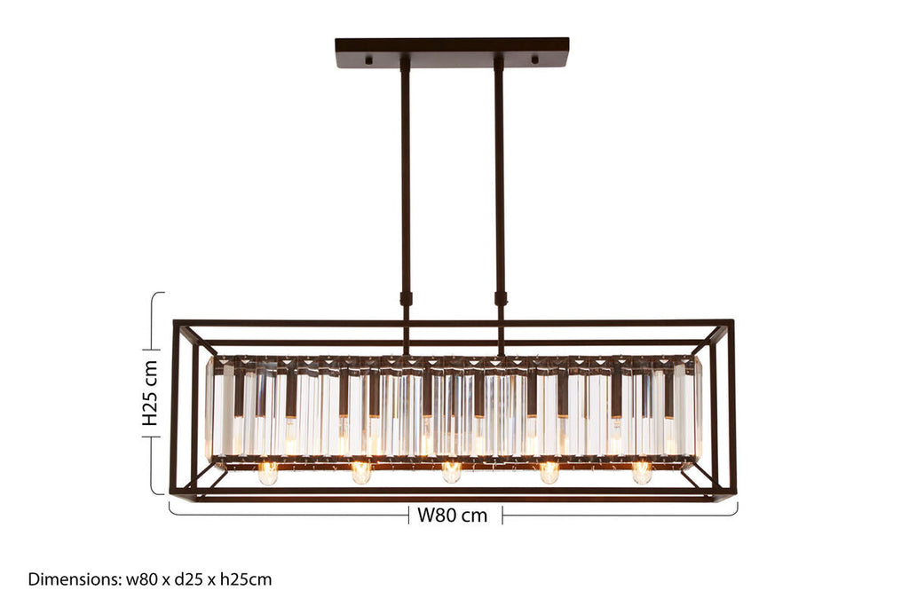 5 Bulb Dark Bronze and Glass Ceiling Light | Akiko