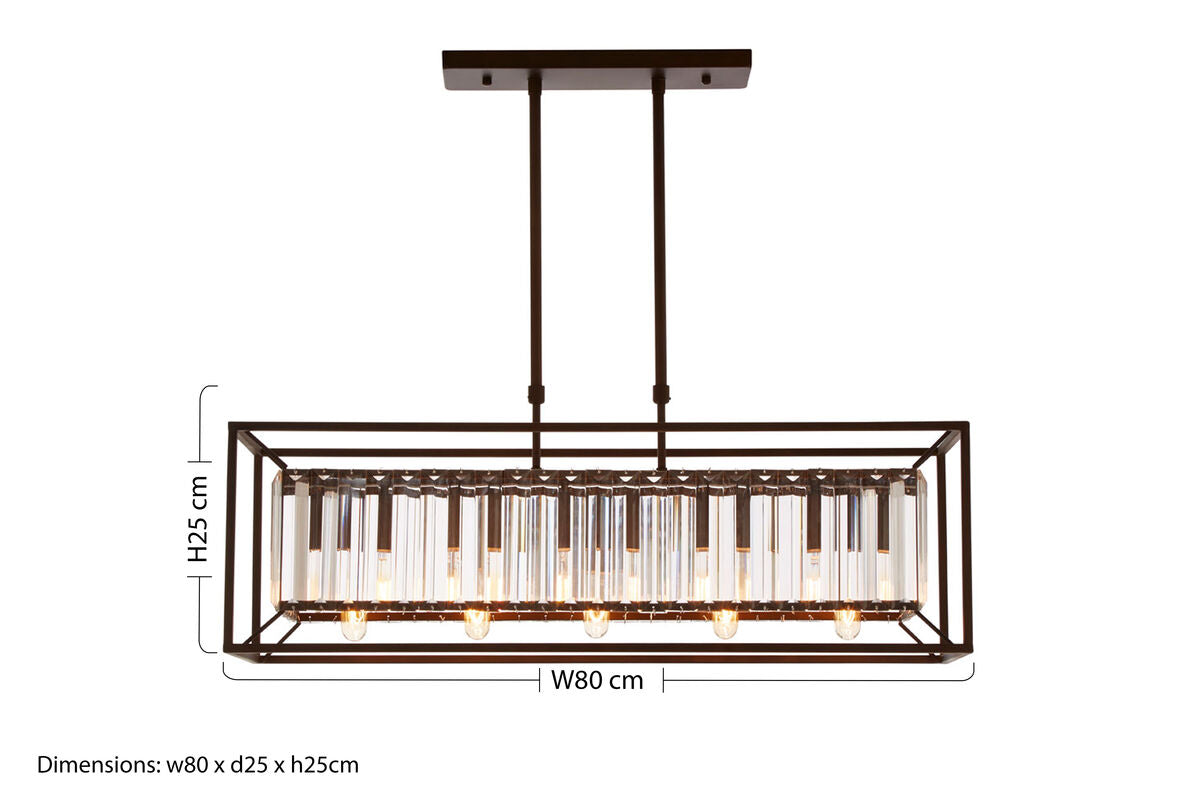 5 Bulb Dark Bronze and Glass Ceiling Light | Akiko