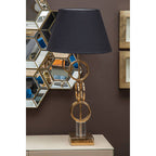 Gold Finish Table Lamp with Dual Ring Base | Skye