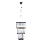 3 Tier Black Finish Glass Chandelier | Salasco