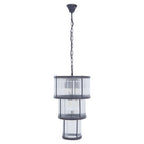 3 Tier Black Finish Glass Chandelier | Salasco