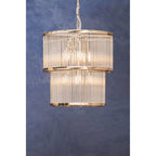 2 Tier Nickel Finish Glass Chandelier | Salasco