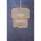 2 Tier Nickel Finish Glass Chandelier | Salasco