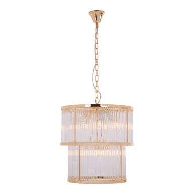 2 Tier Gold Finish Glass Chandelier | Salasco
