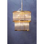 2 Tier Gold Finish Glass Chandelier | Salasco