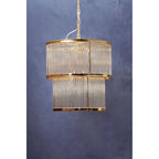 2 Tier Gold Finish Glass Chandelier | Salasco