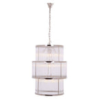 3 Tier Nickel Finish Glass Chandelier | Salasco