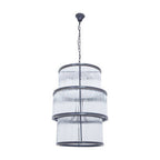Black Finish 3 Tiered Glass Chandelier | Salasco