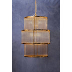 3 Tier Gold Finish Glass Chandelier | Salasco
