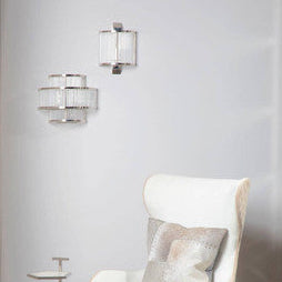 3 Tier Nickel Finish Glass Wall Light | Salasco