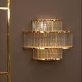 3 Tier Glass Wall Light with Warm Metallic Iron Frame | Salasco