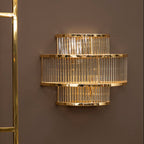 3 Tier Glass Wall Light with Warm Metallic Iron Frame | Salasco