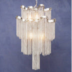 2 Tier 6 Light Chrome Chain Pendant Light | Lerici