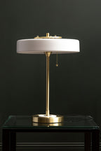 White Shade with Gold Finish Frame Table Lamp | Rogano