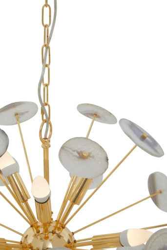 Gold and Agate 12 Light Ceiling Light | Glamour