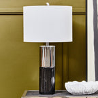 Black Marble and Chrome Table Lamp | Edgar