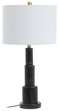 Black Marble Table Lamp with Ivory Shade | Elara