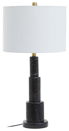 Black Marble Table Lamp with Ivory Shade | Elara
