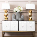 Gold Glass Table Lamp with Brushed Gold Base | Eleri