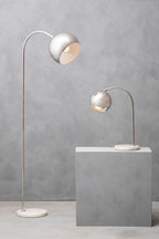 Floor Chrome Finish Lamp with White Base | Karter