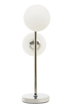 White Glass with Chrome Table Lamp | Karter