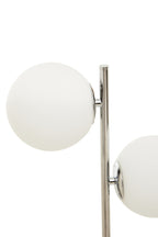White Glass with Chrome Table Lamp | Karter