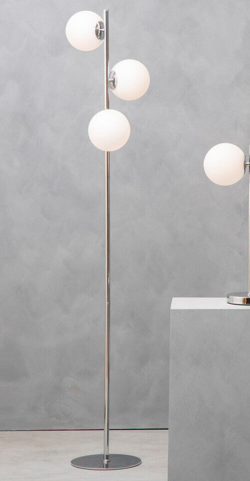 Karter Chrome Finish And White Glass Floor Lamp
