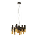 Gold Finish and Black 13 Light Modern Tubular Chandelier | Drone