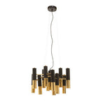 Gold Finish and Black 13 Light Modern Tubular Chandelier | Drone
