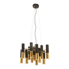 Gold Finish and Black 13 Light Modern Tubular Chandelier | Drone
