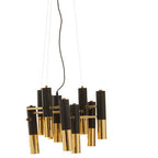 Gold Finish and Black 13 Light Modern Tubular Chandelier | Drone