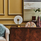 White Marble and Gold Finish Table Lamp | Waldorf