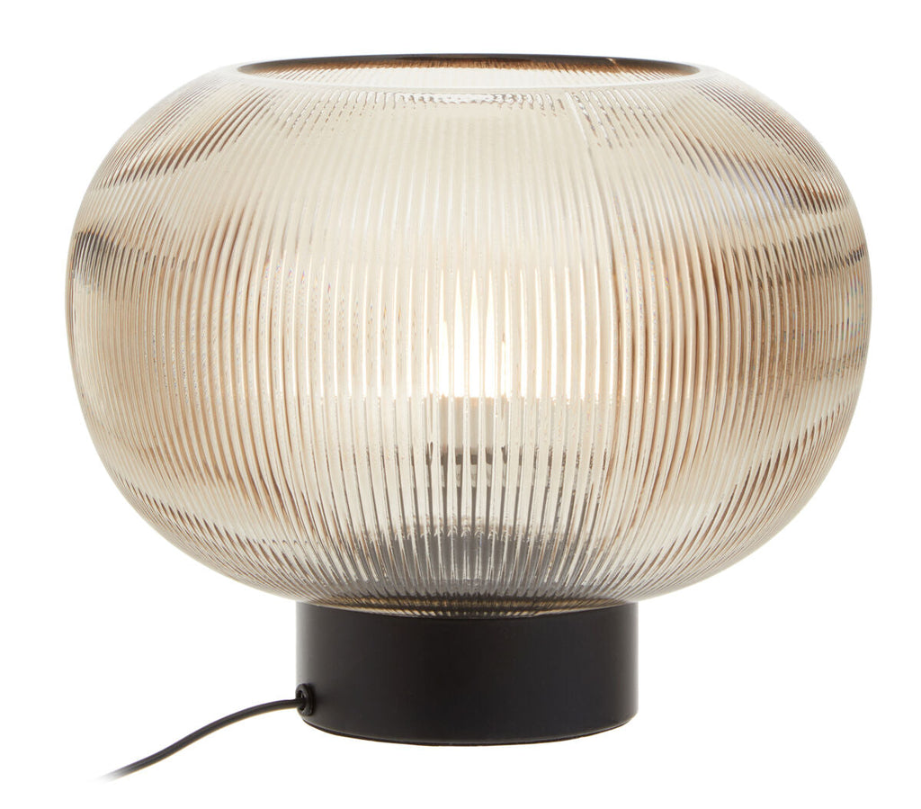 Large Ribbed Smoked Glass Table Lamp | Enola