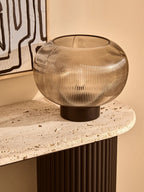 Large Ribbed Smoked Glass Table Lamp | Enola